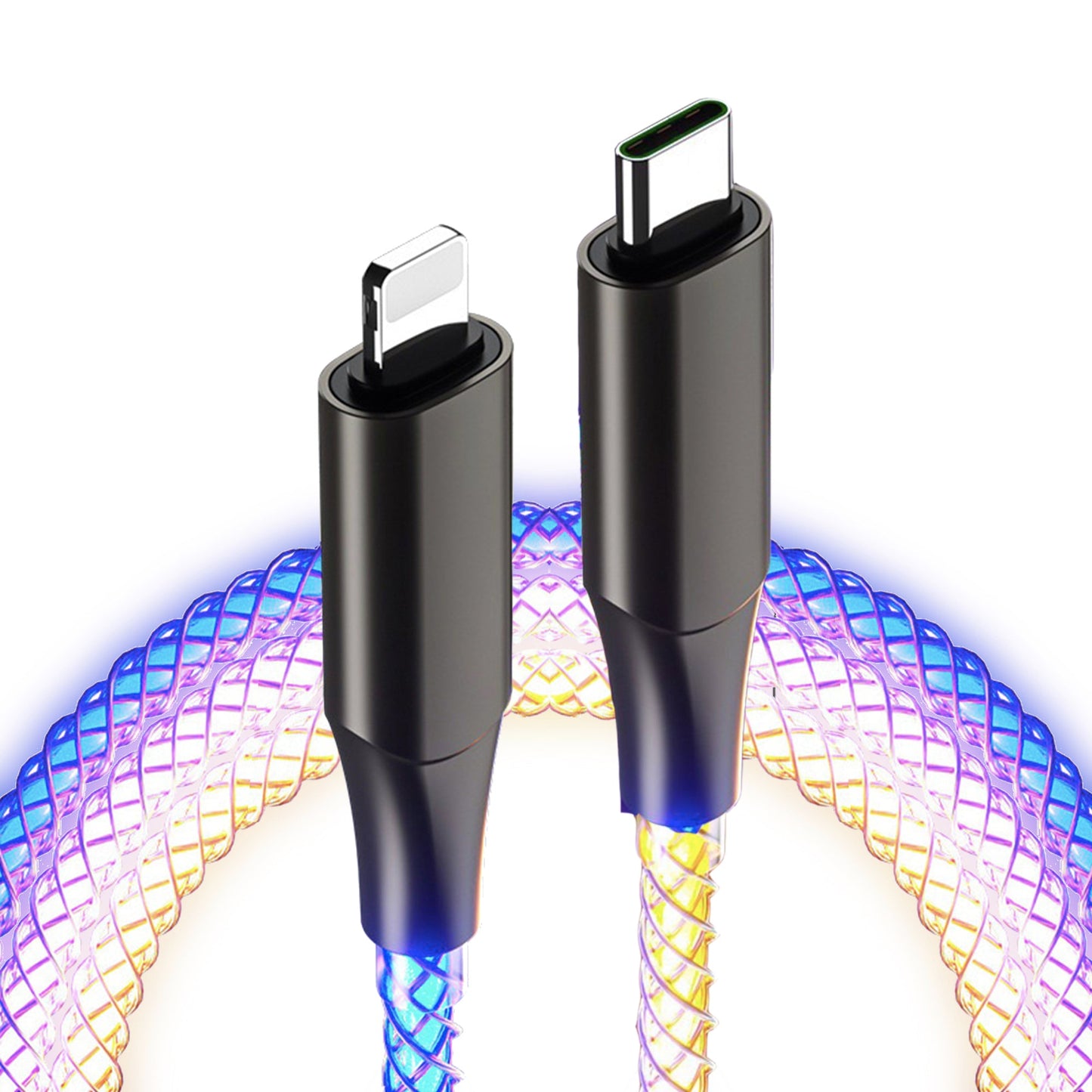 27W LED Glowing Charging Cable (USBC to Lightning)